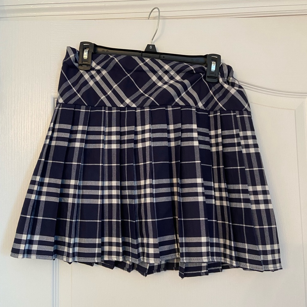 School Girl Blue and White Checkered Skirt